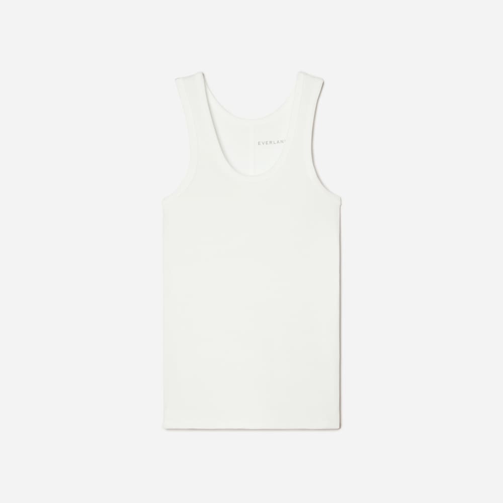 The Pima Micro-Rib U-neck Tank in White — alternate view