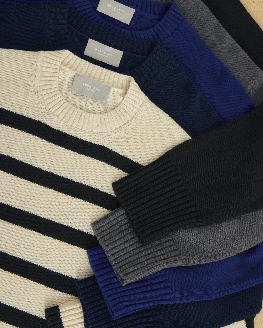 The Boxy Sweater in Everyday Cotton in Bellwether Blue — detail view