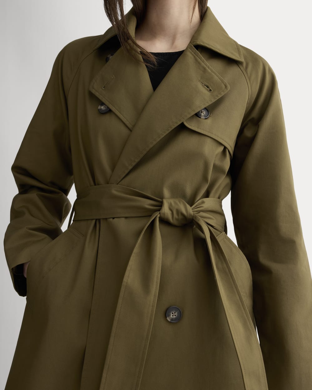 The Modern Trench Coat in Beech — detail view