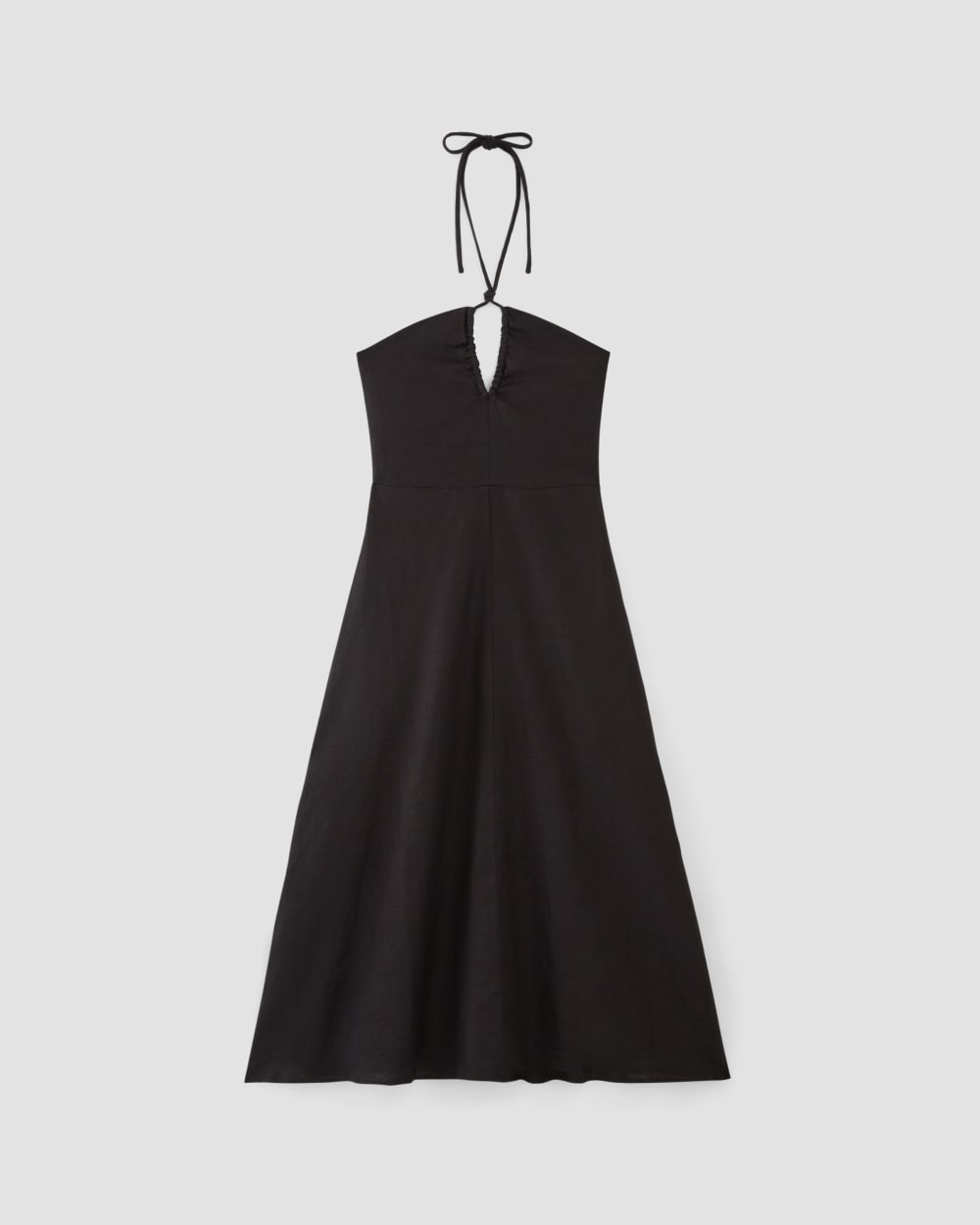 The Linen Halter-Neck Dress in Black — alternate view