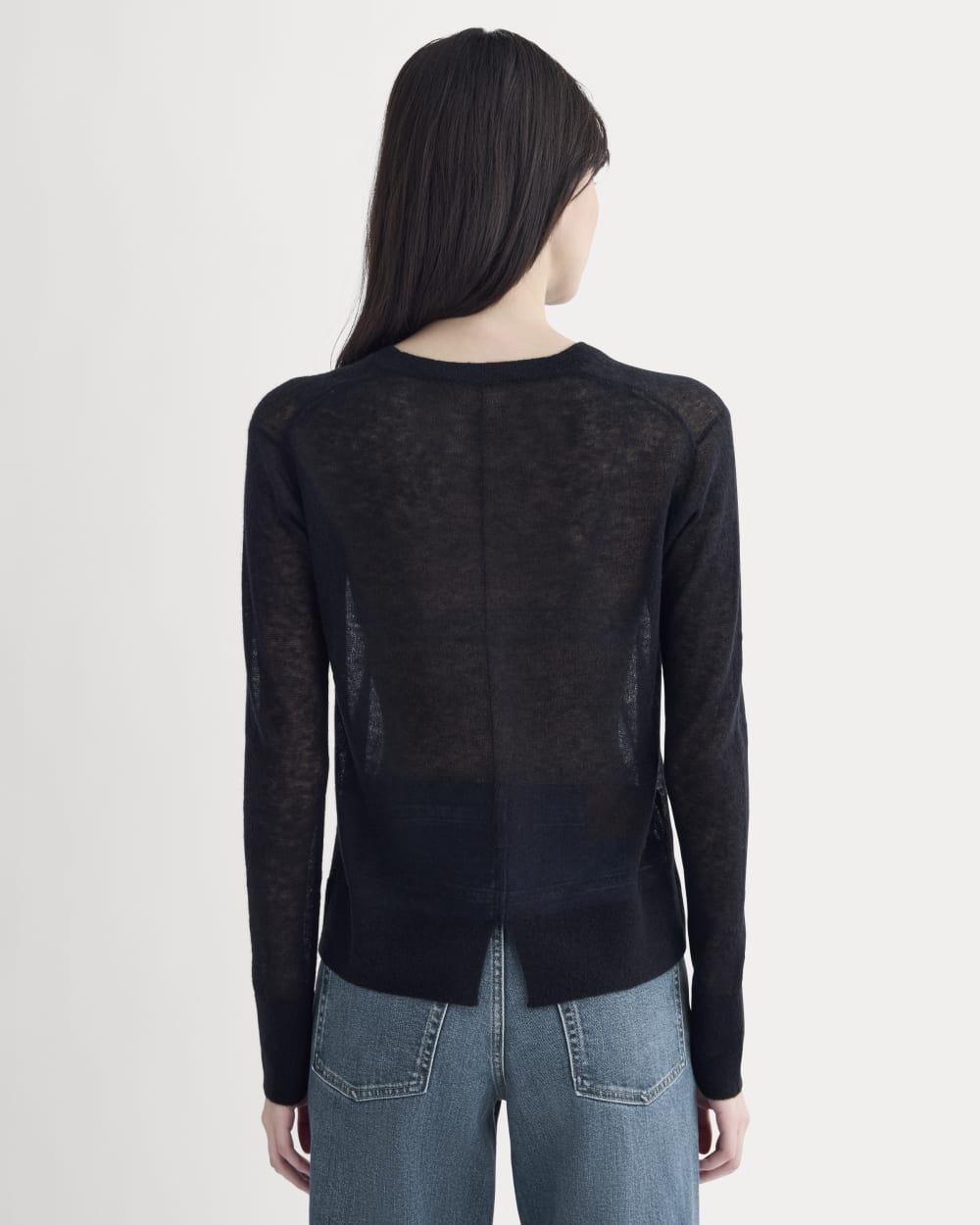 The Air Alpaca™ Relaxed Crew Top in Black — detail view