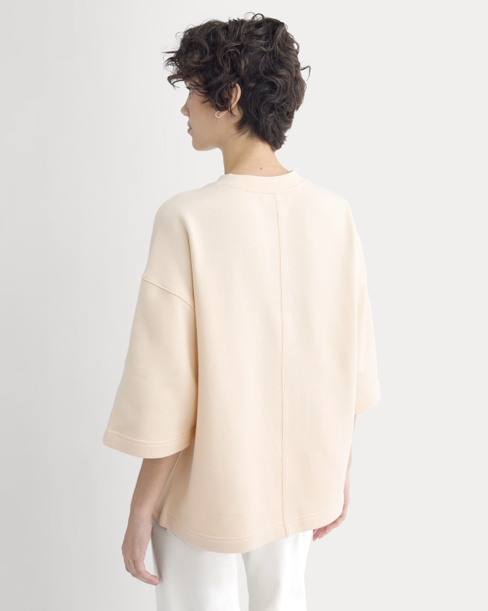 Lightweight Terry Oversized Tee in Parchment — detail view
