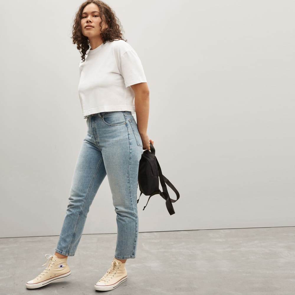 The Organic Cotton Cropped Tee in White — detail view
