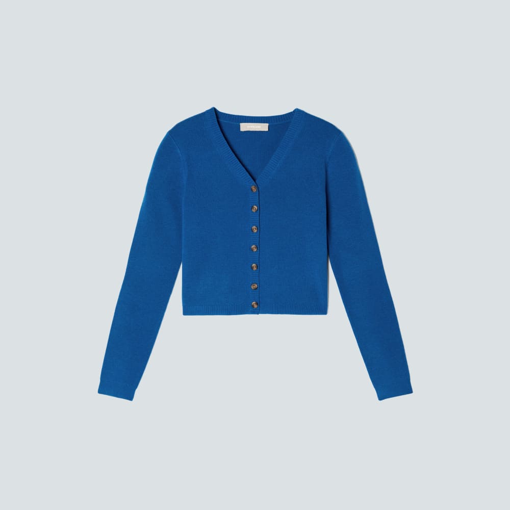 The Luxe Merino Cardigan in Lapis Blue — alternate view