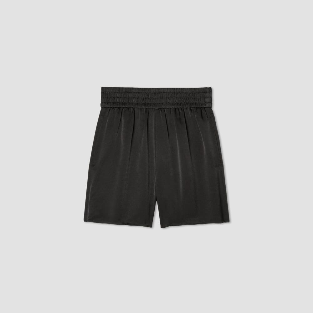 The Satin Pull-On Short in Black — alternate view