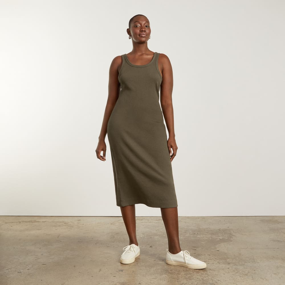 The ’90s Rib Dress in Beech — front view