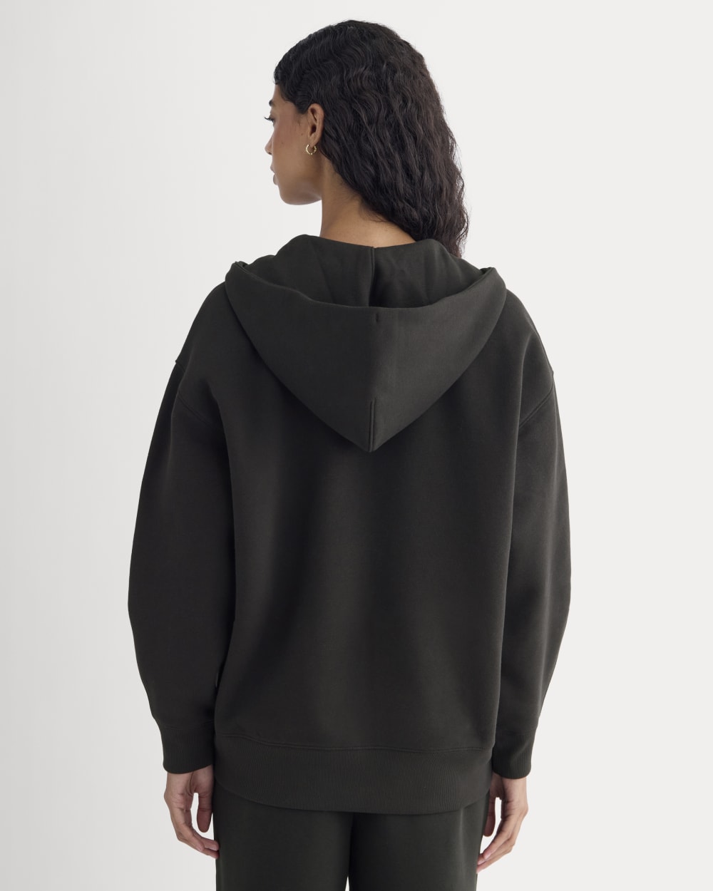Luxe Fleece Oversized Full-Zip Hoodie in Black — detail view