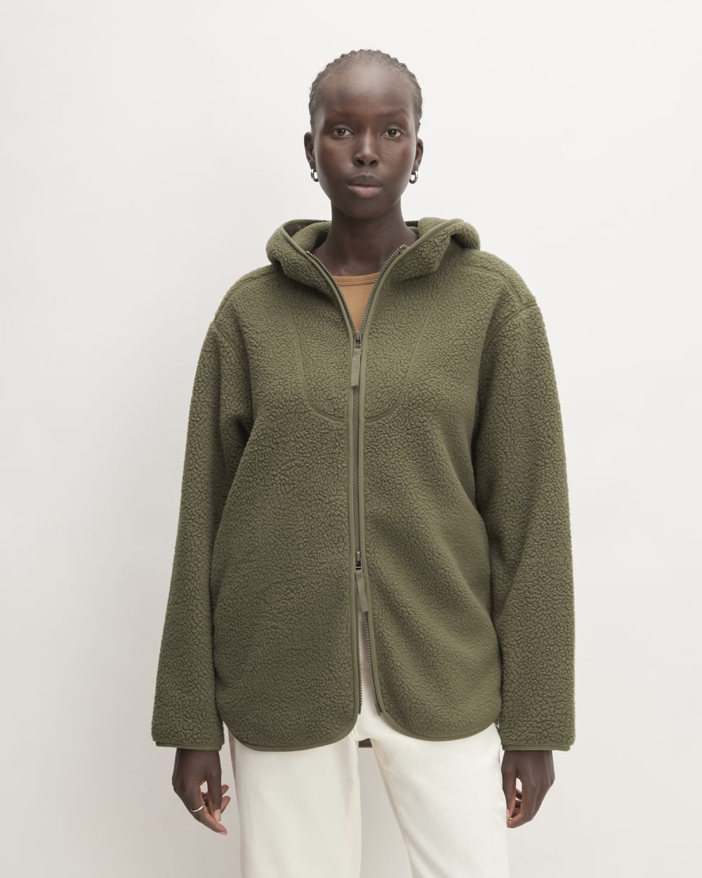 The ReNew Fleece Full-Zip Hoodie in Kalamata — front view