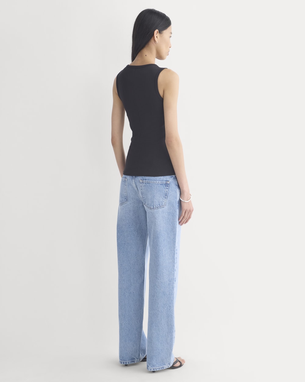 Luxe Rib Side Snap Tank in Black — detail view