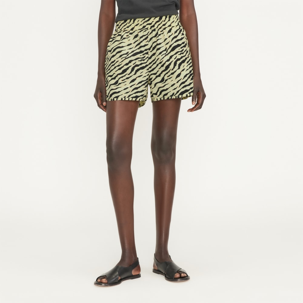 The Poplin Boxer Short in Pale Yellow Tiger Stripe — front view