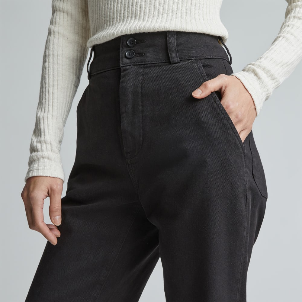 The Organic Straight-Leg Pant in Black — detail view
