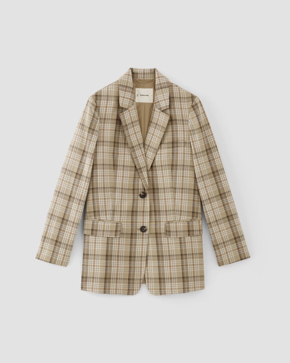 The Oversized Blazer in Buttersmooth in Pale Khaki Plaid — alternate view