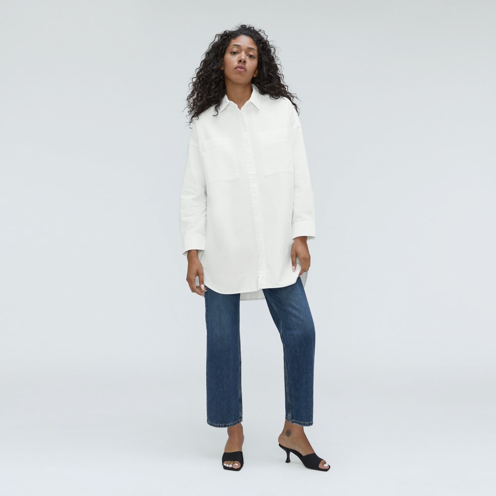 The Way Long Oxford Shirt in White — detail view