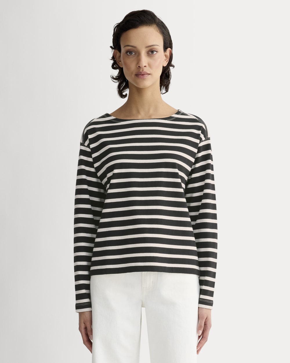 The Mariner Tee in Black / Bone — front view