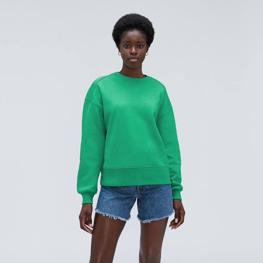 The Track Oversized Crew in Bright Jade — front view