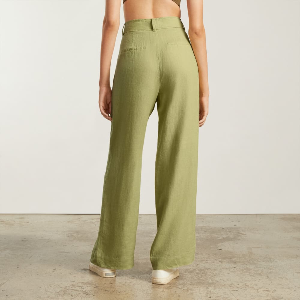 The Linen Way-High® Drape Pant in Leek — detail view