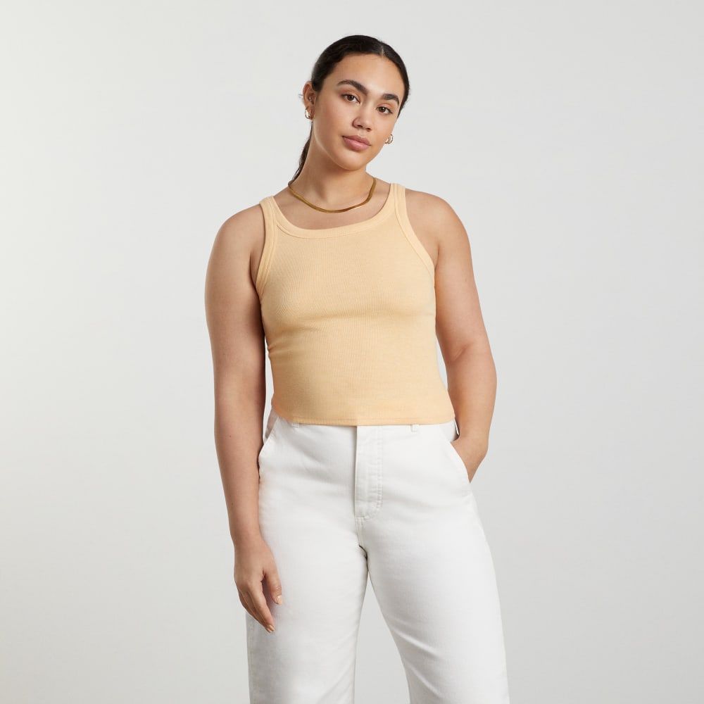 The Pima Micro-Rib Short Tank in Melon — alternate view