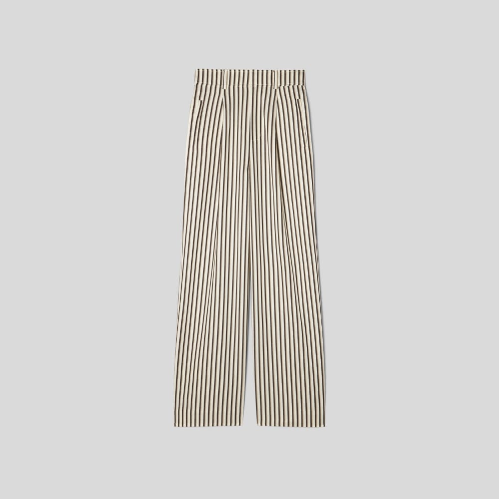 The Draper Pleated Pant in Buttersmooth in Ombre Stripe — alternate view