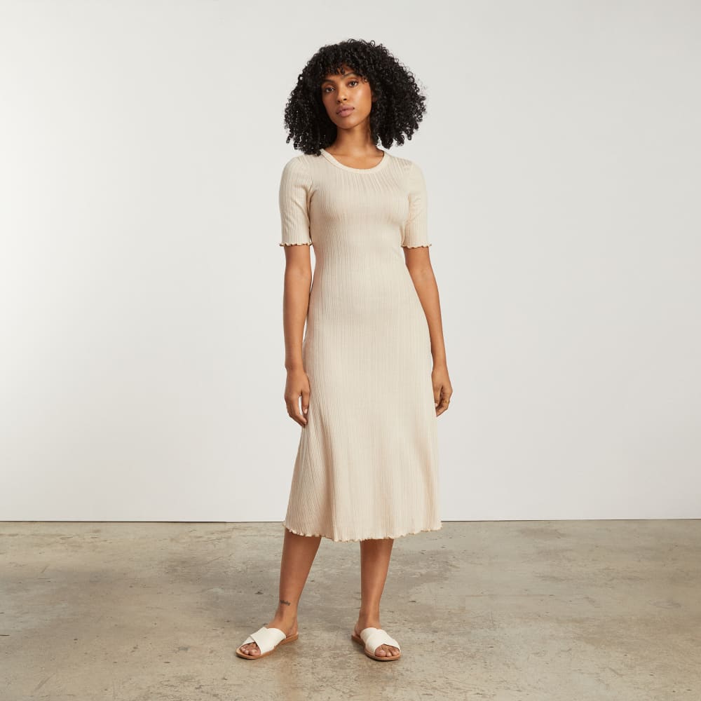 The Open Back Rib Dress in Parchment — alternate view