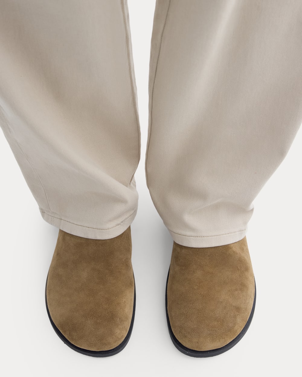Suede Clog in Farro — detail view