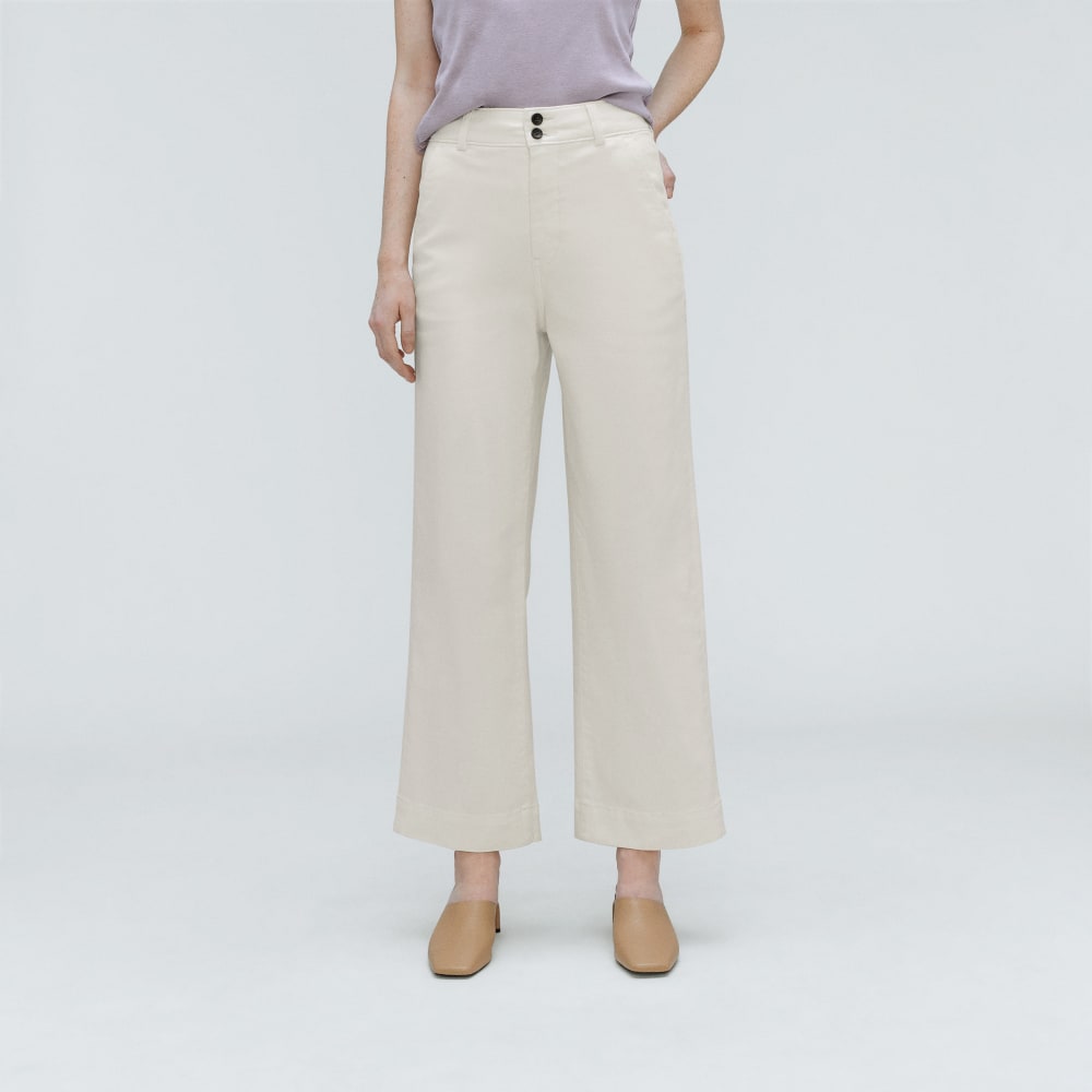 The Organic Wide-Leg Pant in Bone — detail view
