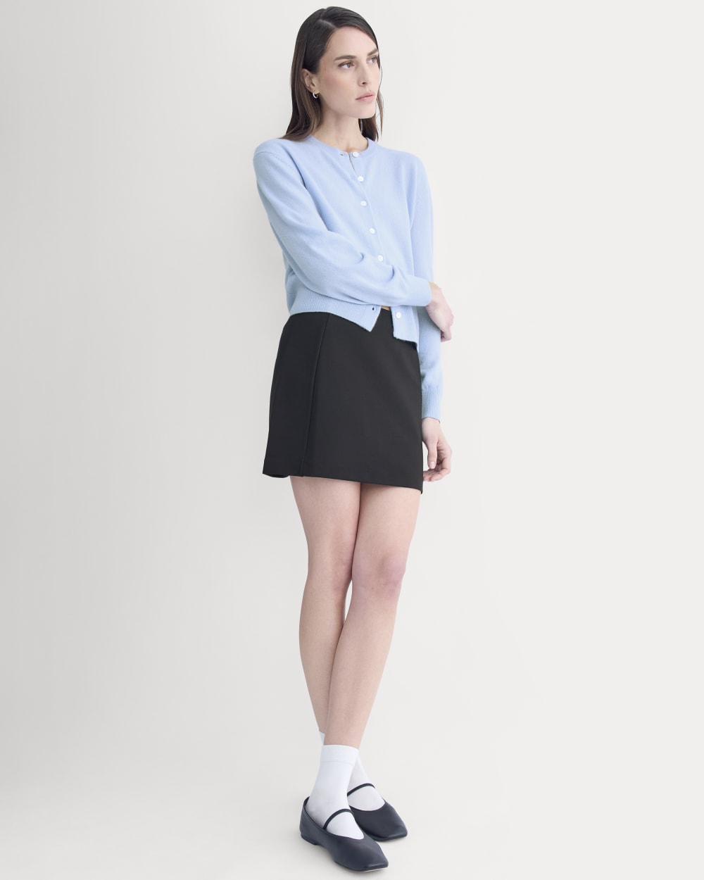 Ponte Mini Skirt in Black — front view
