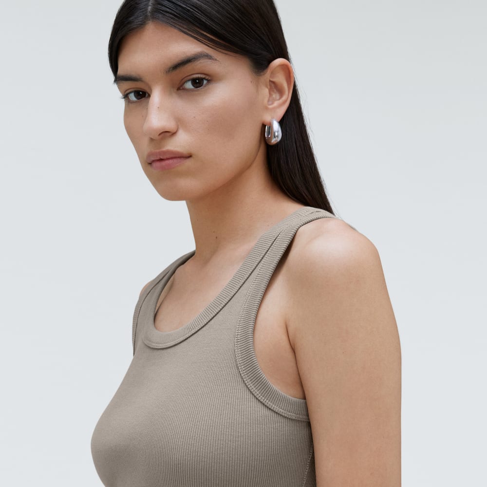 The ’90s Rib Dress in Clay — detail view
