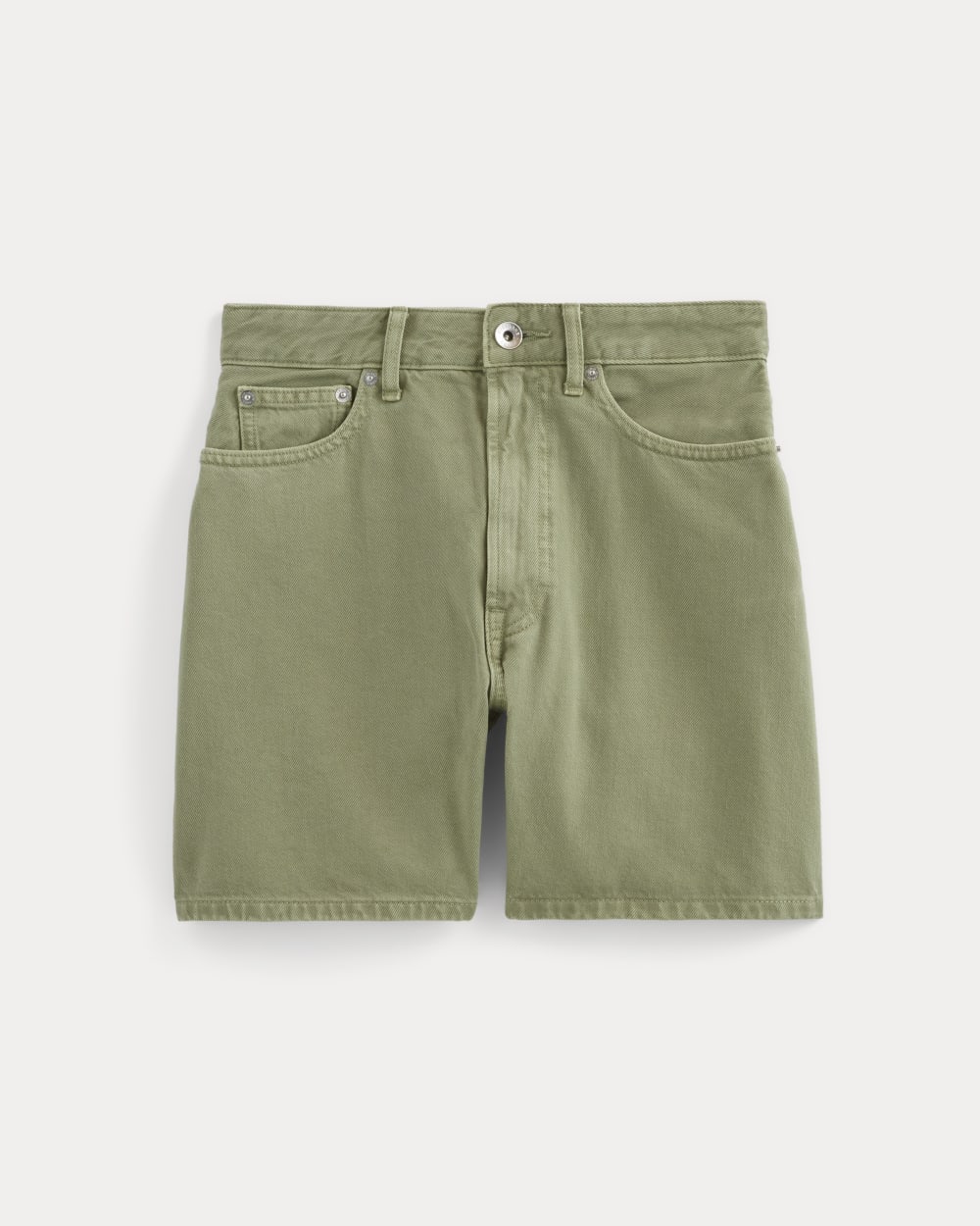 The A-Line Denim Short in Neutral Oil Green — alternate view