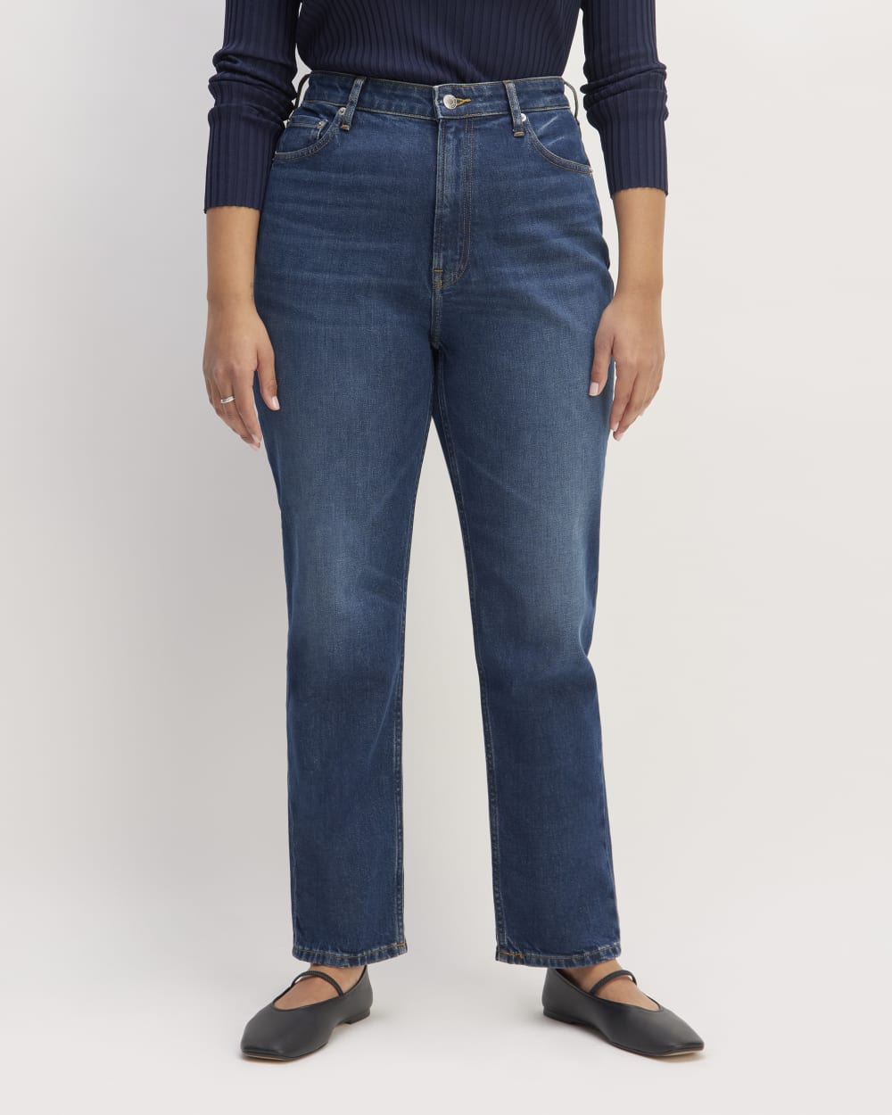 The Cheeky Hourglass Jean in Vintage Dark — detail view