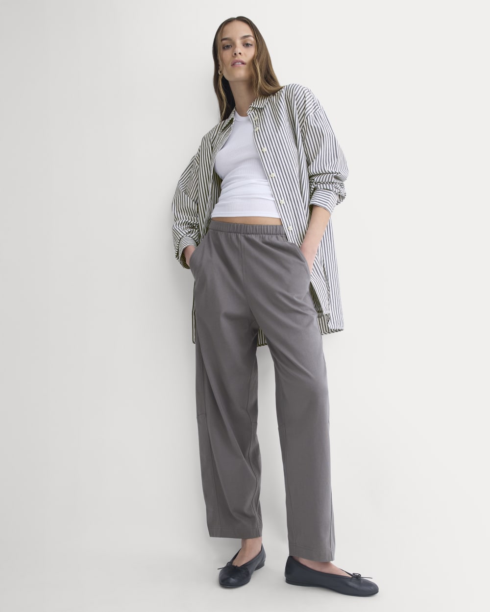 Weekend Track Pant in Charcoal Grey — front view