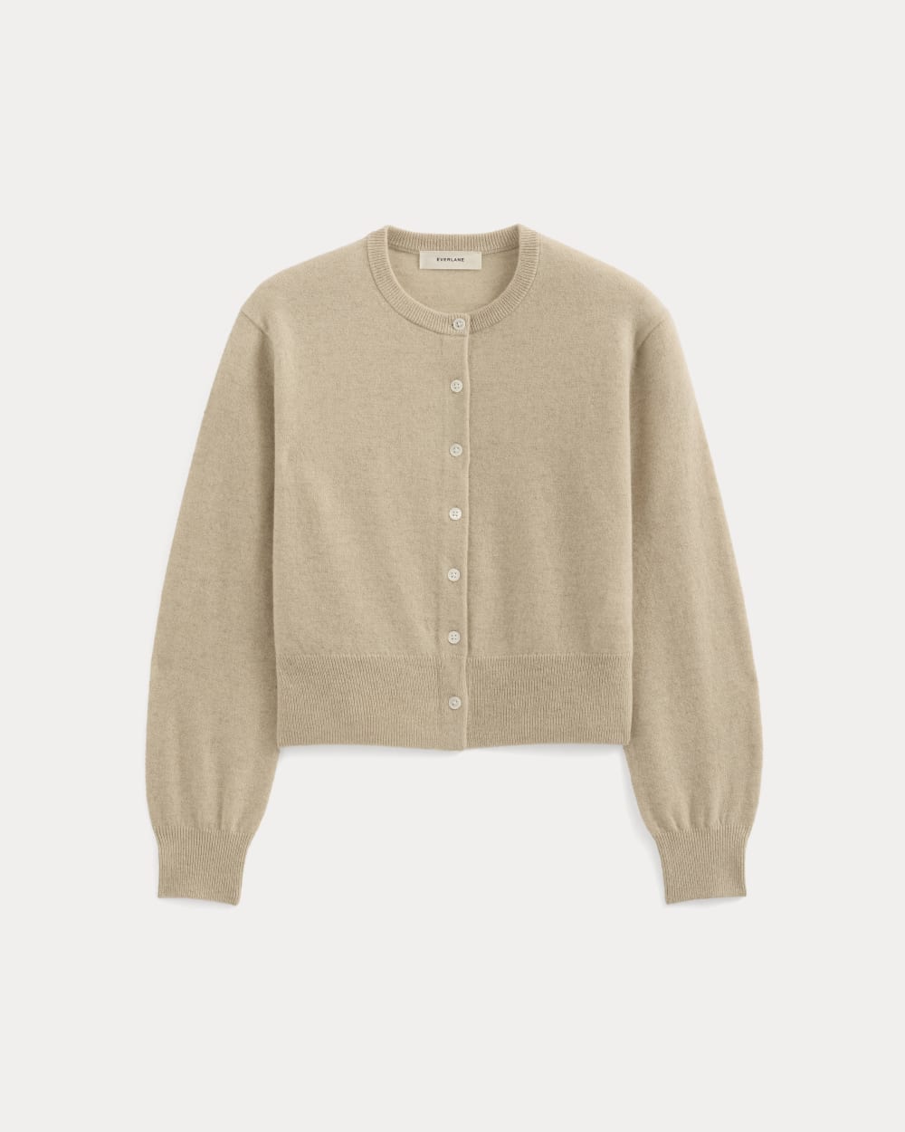 Cashmere Cropped Cardigan in Heather Light Camel — alternate view