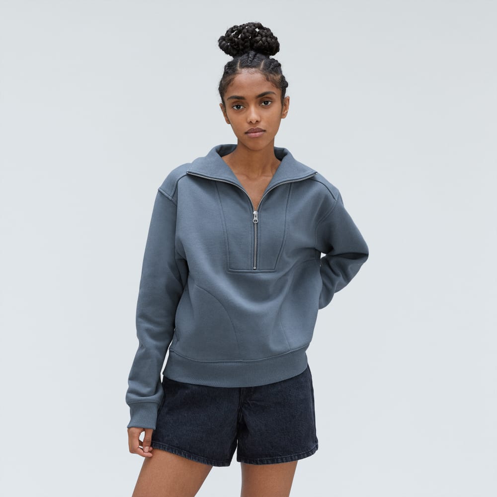 The Track Half-Zip in Faded Blue — alternate view