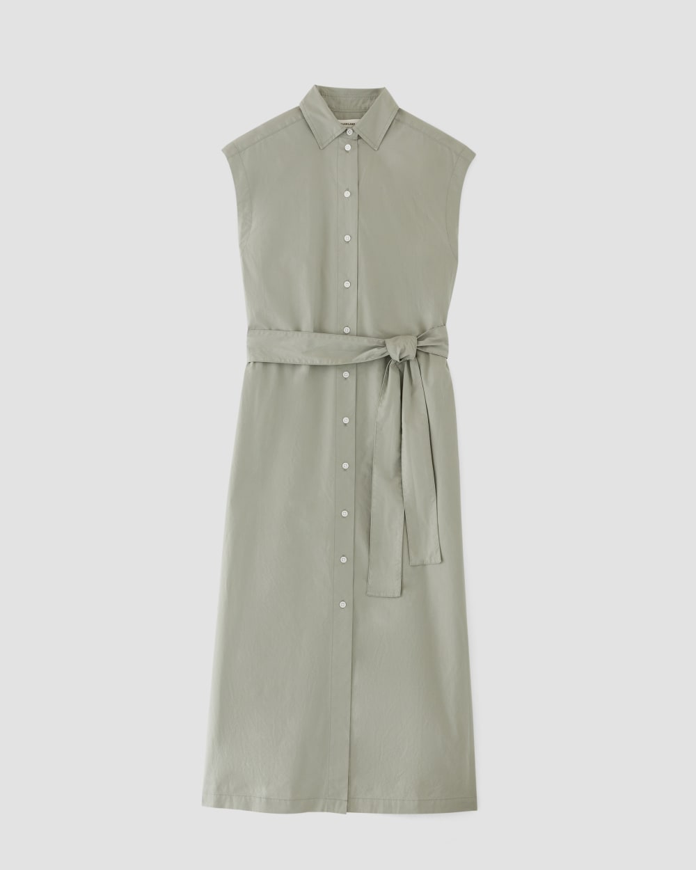 The Supima® Cotton Short-Sleeve Shirt Dress in Sage Green — alternate view