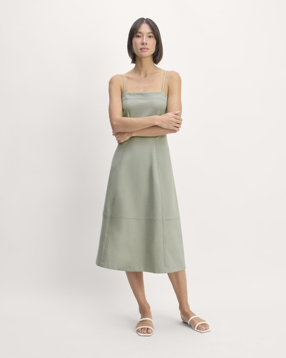 The Dream Everywhere Dress in Sage Green — front view