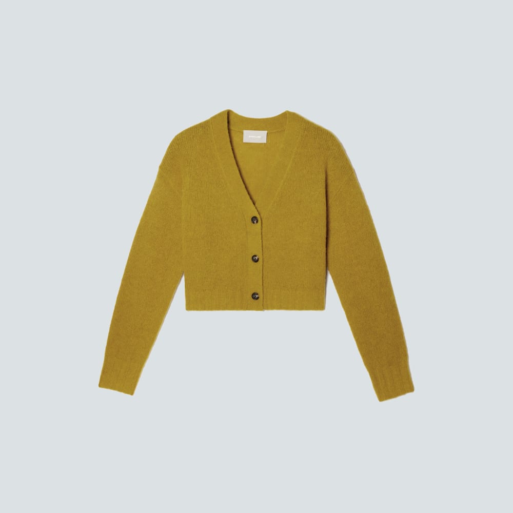 The Alpaca V-Neck Cropped Cardigan in Golden Palm — alternate view