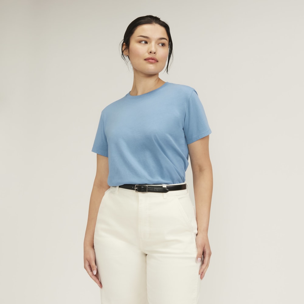 The Box-Cut Tee in Essential Cotton in Heritage Blue — front view