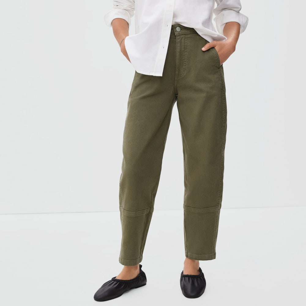 The Utility Barrel Pant in Dark Moss — front view
