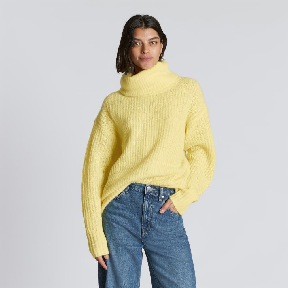 The Alpaca Oversized Turtleneck in Lemon — front view