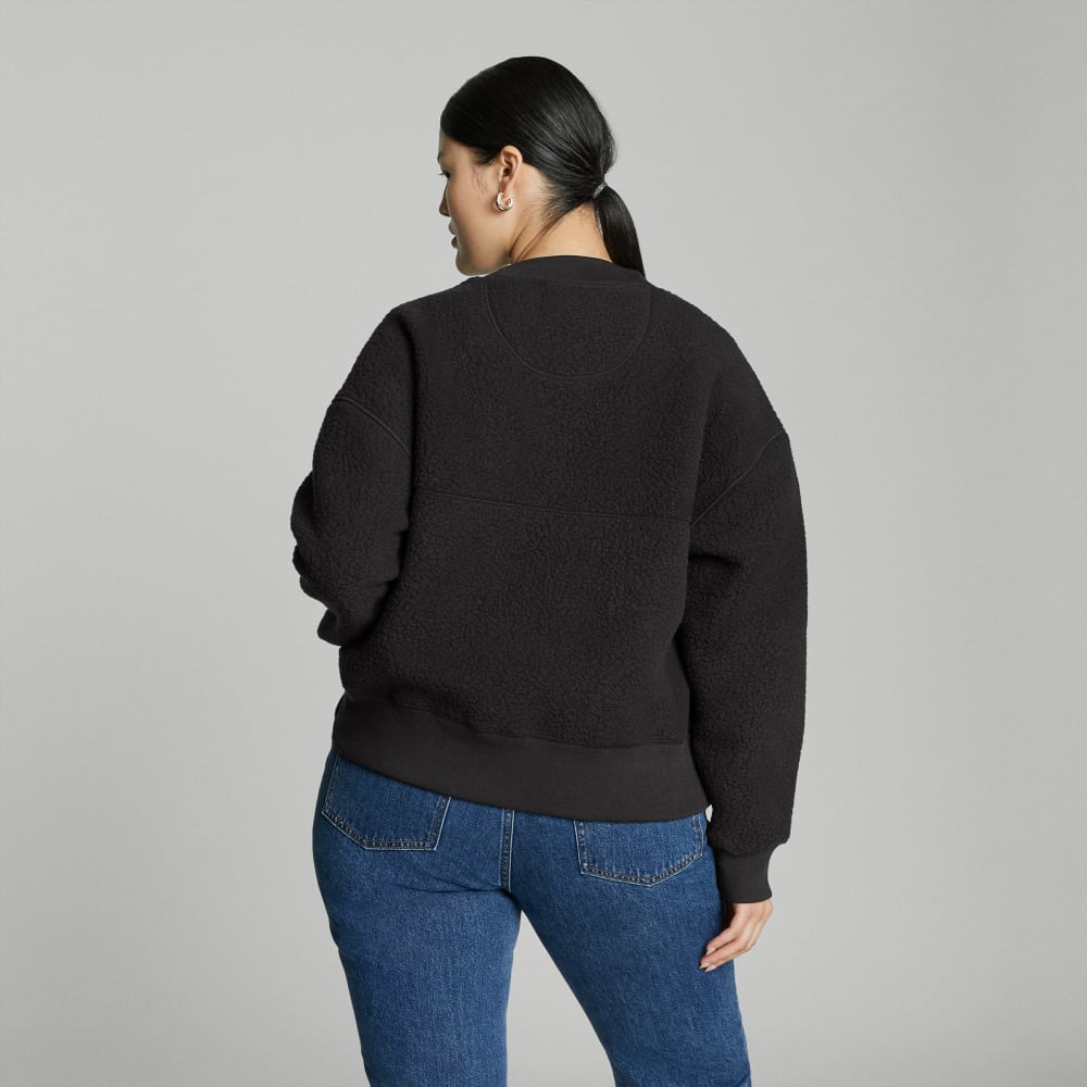 The ReNew Teddy Oversized Crew in Black — detail view