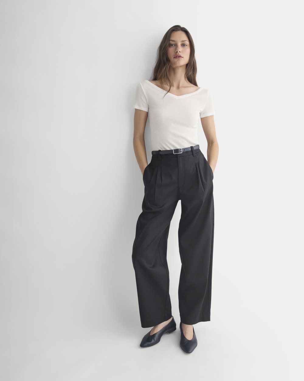 Tailored Drape Balloon Pant in Black — detail view