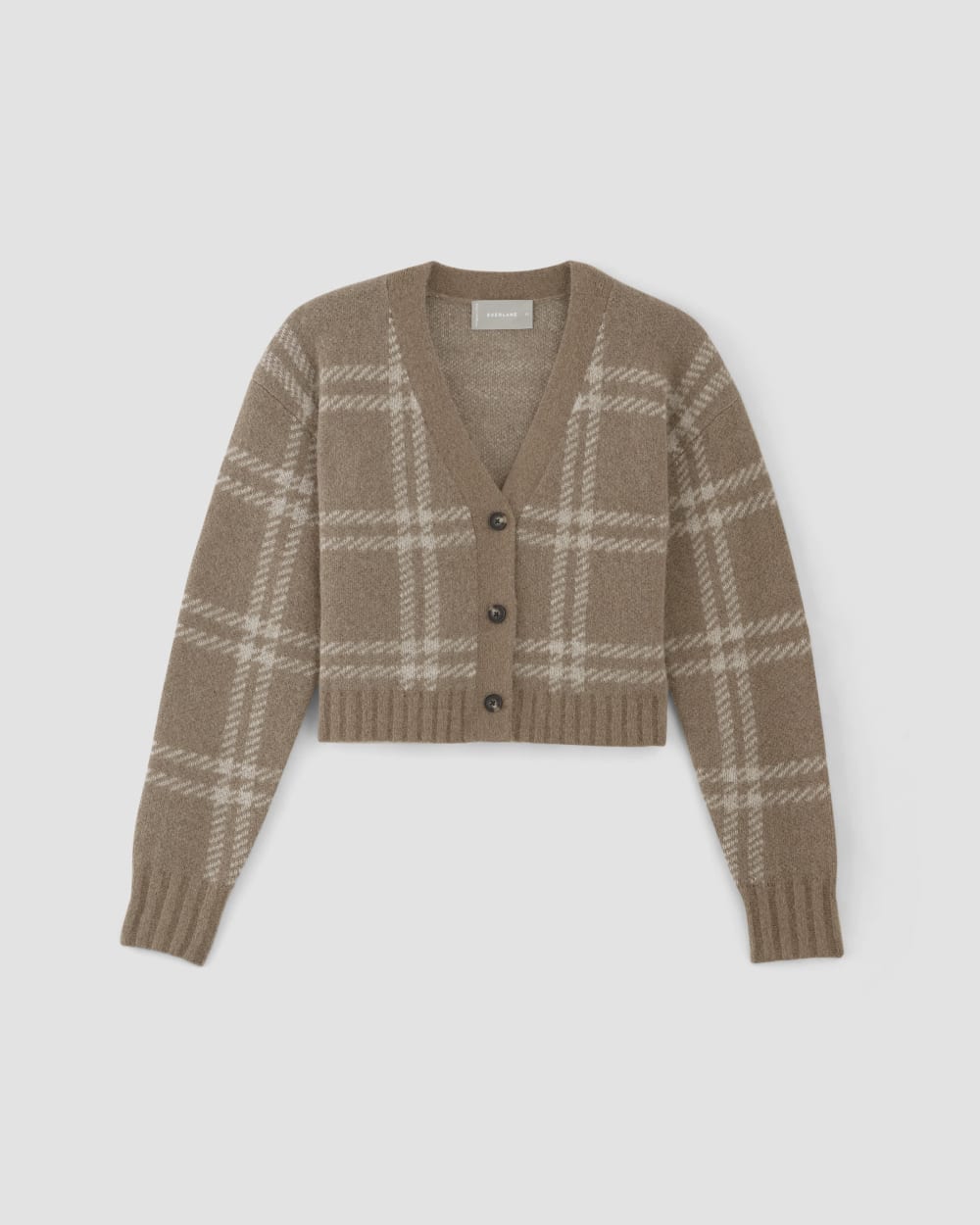 The Alpaca V-Neck Cropped Cardigan in Wheat / Lightest Taupe — alternate view