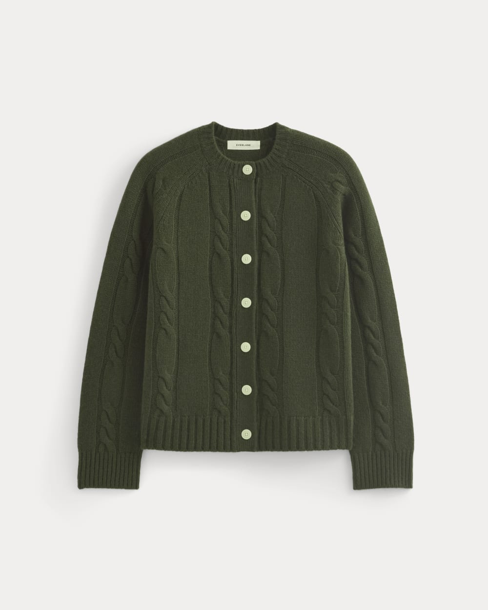 Cable Cardigan in Extrafine Luxe Merino in Dark Forest — alternate view