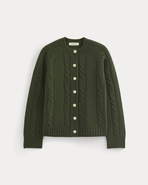Cable Cardigan in Extrafine Luxe Merino in Dark Forest — alternate view