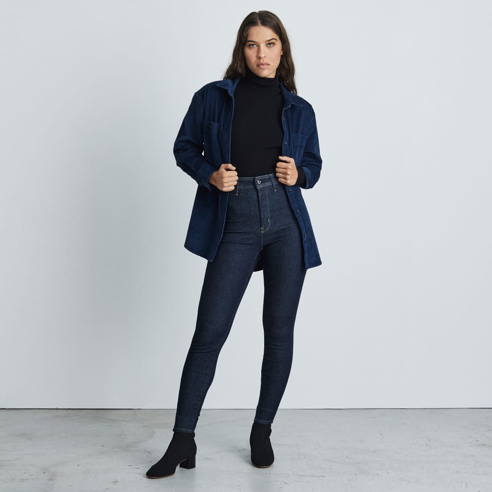 The Way-High® Clean Front Skinny Jean in Dark Indigo — detail view