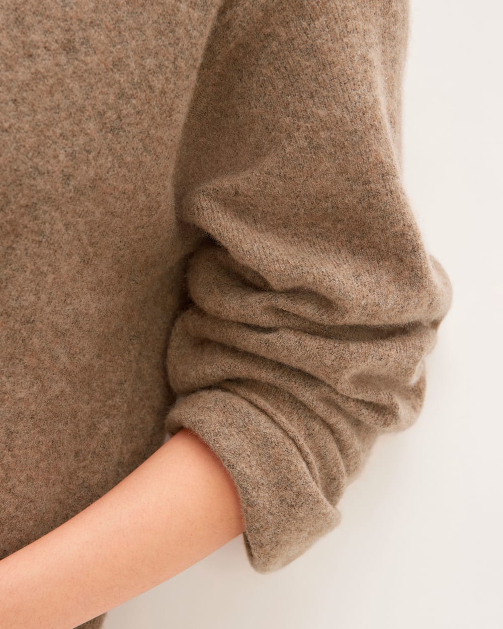 The Cozy-Stretch Crew in Heathered Toasted Coconut — detail view