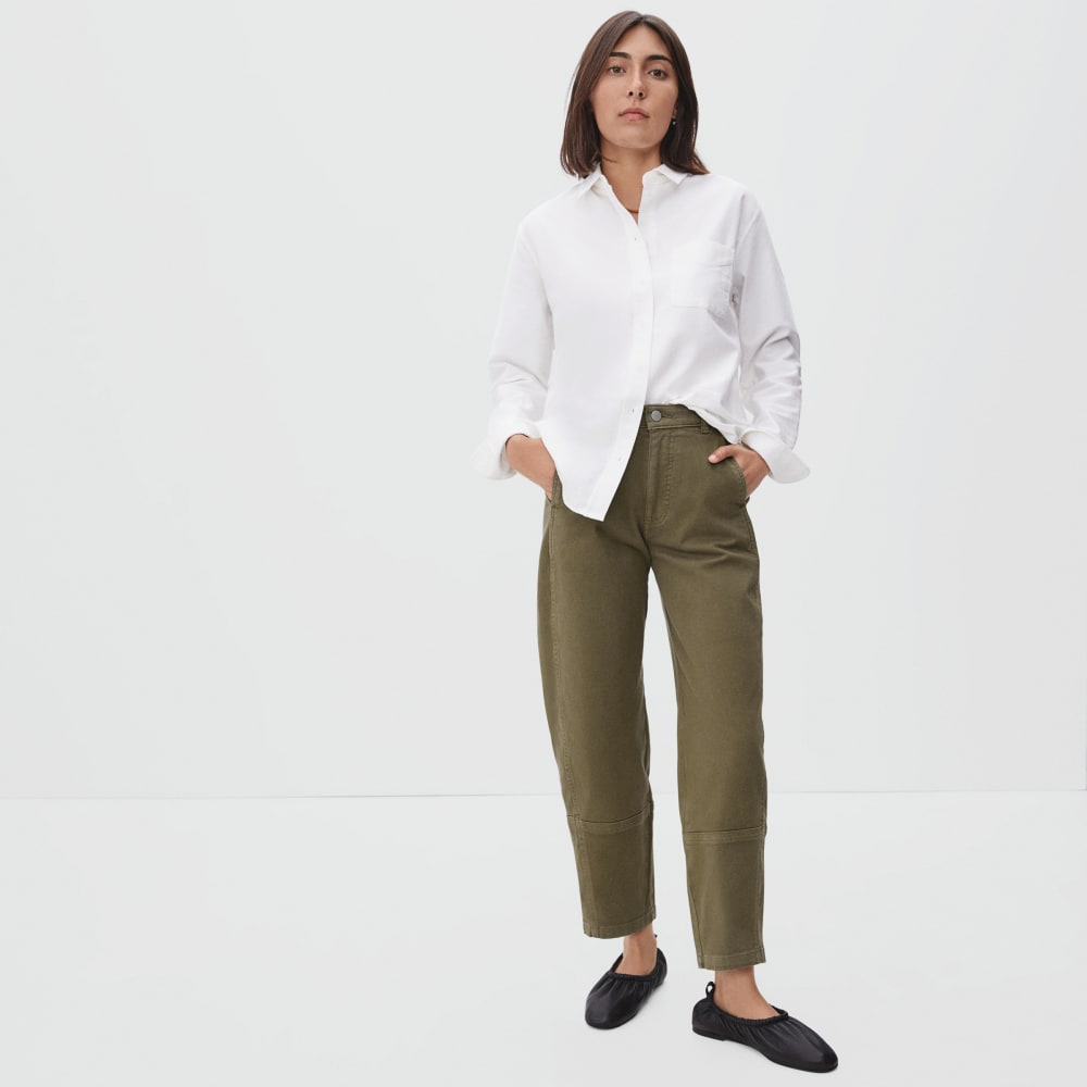 The Utility Barrel Pant in Dark Moss — alternate view