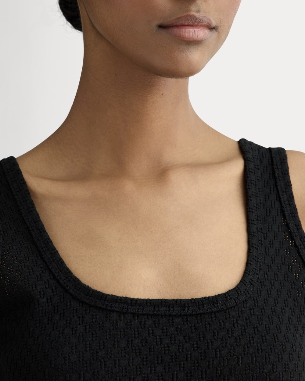 The Pointelle Cami in Black — detail view