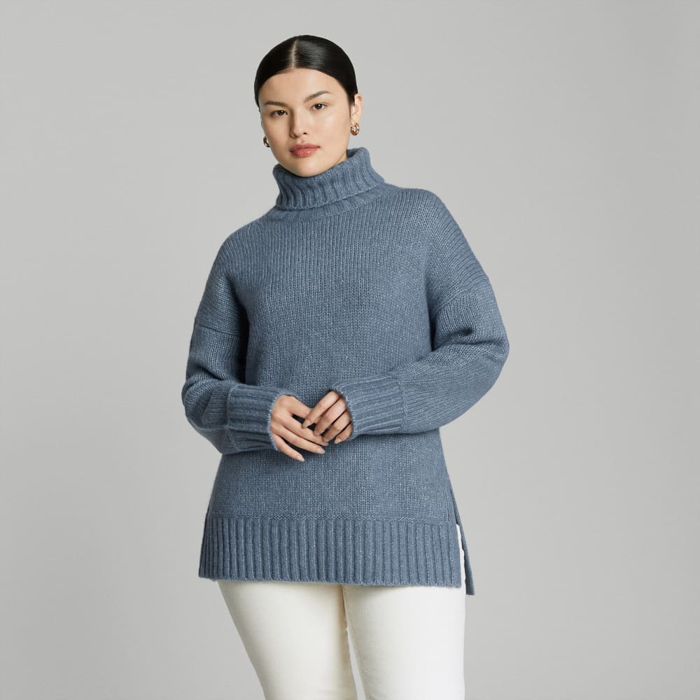 The Cloud Turtleneck in Faded Blue — front view
