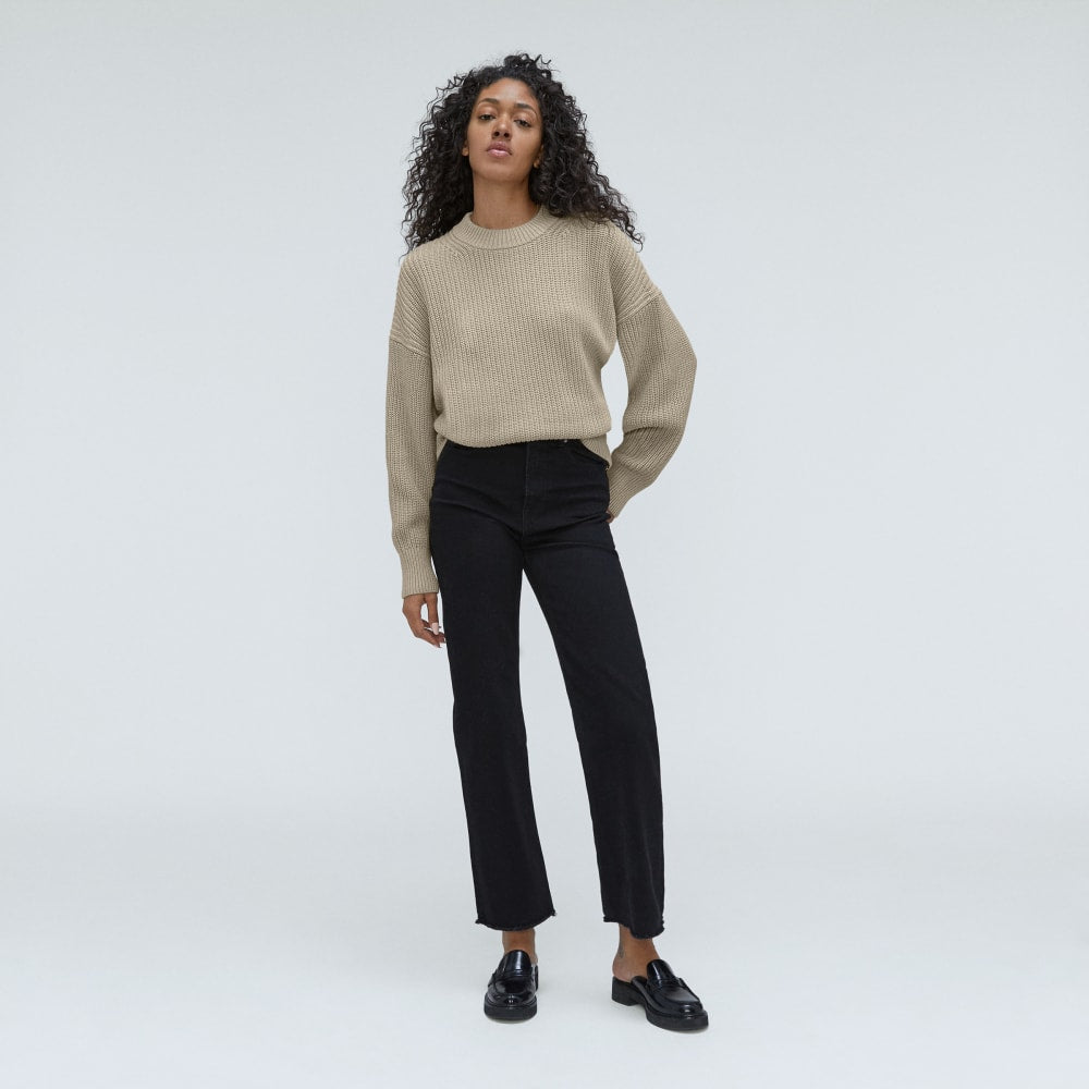 The Texture Cotton Crew in Trench Coat Khaki — detail view