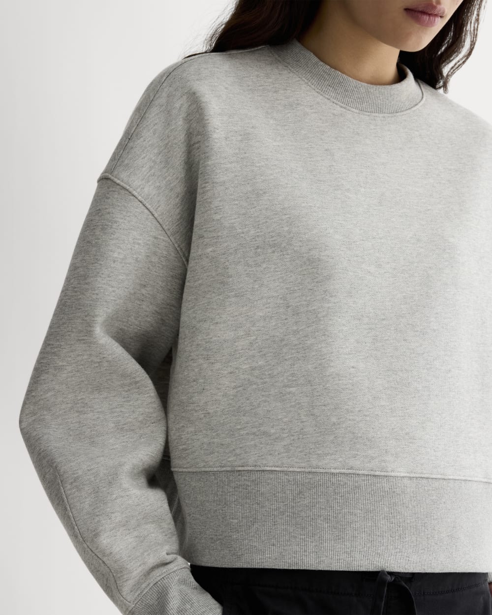 Luxe Fleece Sweatshirt in Heathered Grey — detail view